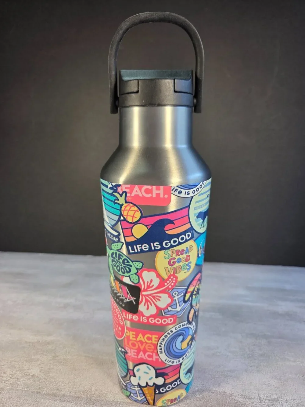 Life Is Good X Corkcicle Beach Stickers Stainless Steel Insulated Canteen 20oz